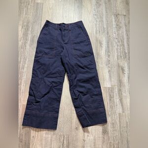 Nautical 1901 Wide-Leg Pants, High-Waisted, Soft Cotton, Navy Blue beach ocean